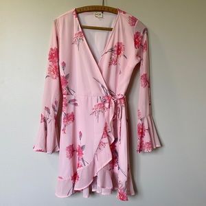 NWOT Peach Tree Pink Floral Wrap Dress
